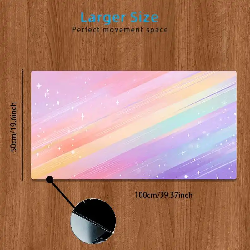 CIFBUY Large Gaming Mouse Pad, Starry Sky Rainbow Gradient Extended Desk Mat for Office Home Workstation Accessories