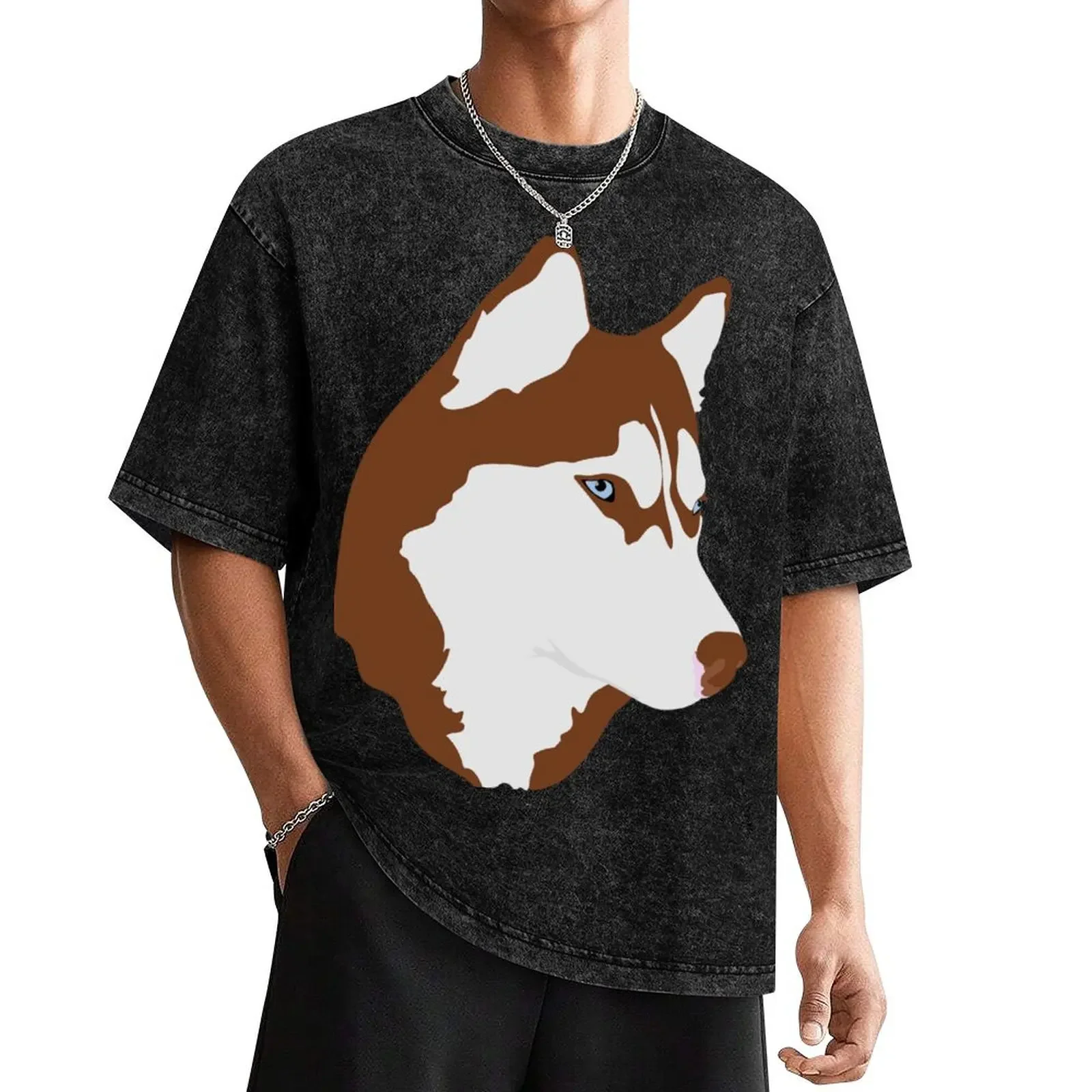 

Red Siberian Husky Sticker T-Shirt vintage animal prinfor boys shirts graphic tee men