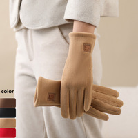 Solid Polar Fleece Women Winter Outdoor Cycling Driving Touchscreen Keep Warm Full Finger Gloves Windproof Windproof Cold Proof