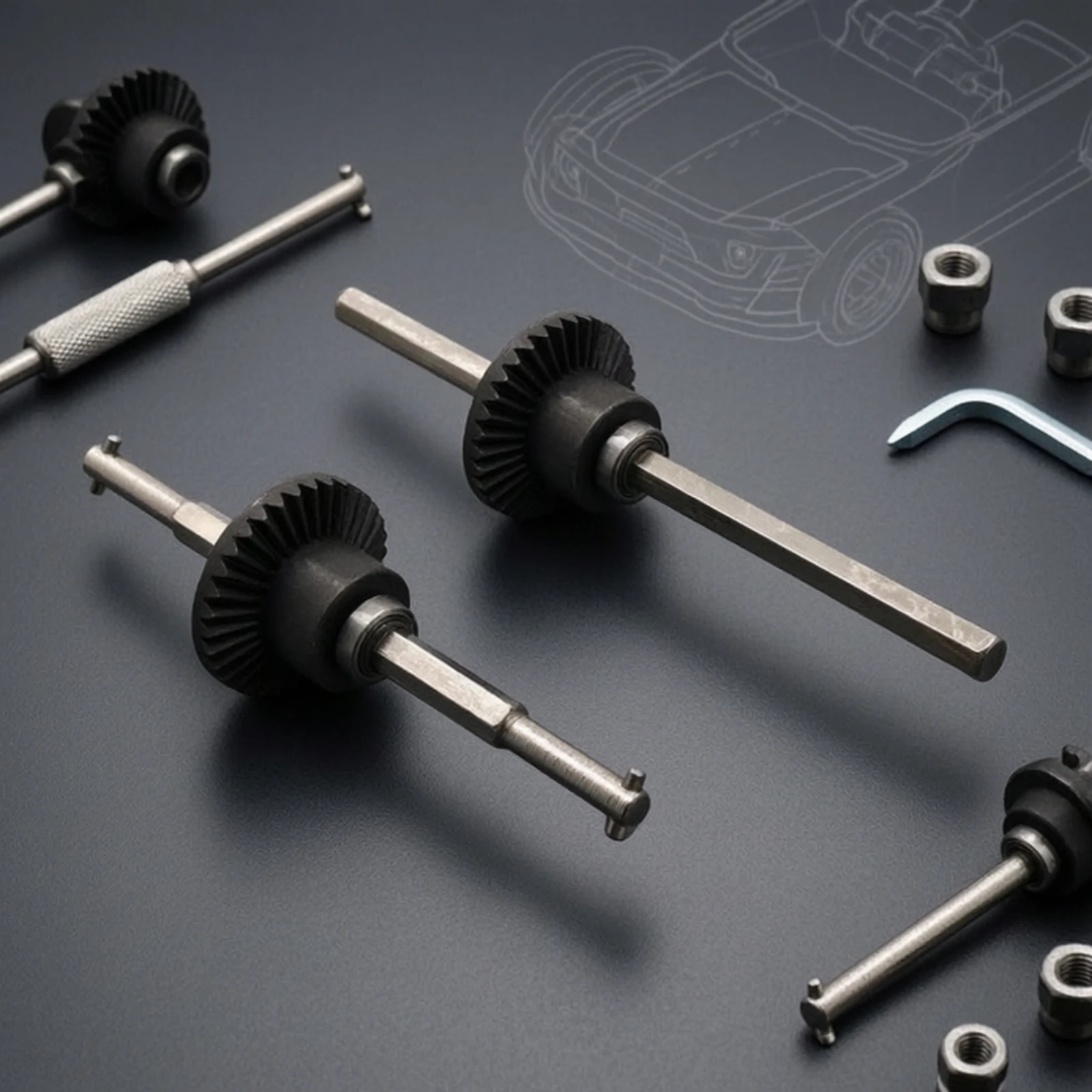 Rear Axle Cast Iron Axle Shaft with Gears RC Drivetrain Set Better Performance RC Car Upgrade Part Strong