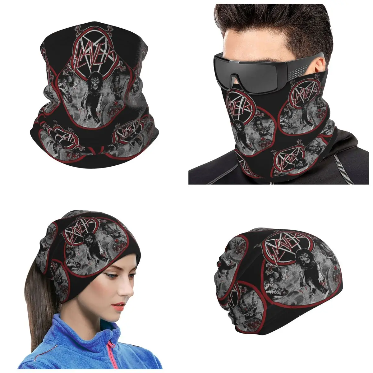 Heavy Metal Rock Slayer Live Undead Bandana Neck Gaiter Printed Mask Scarf Multifunction Headband Unisex Adult Breathable
