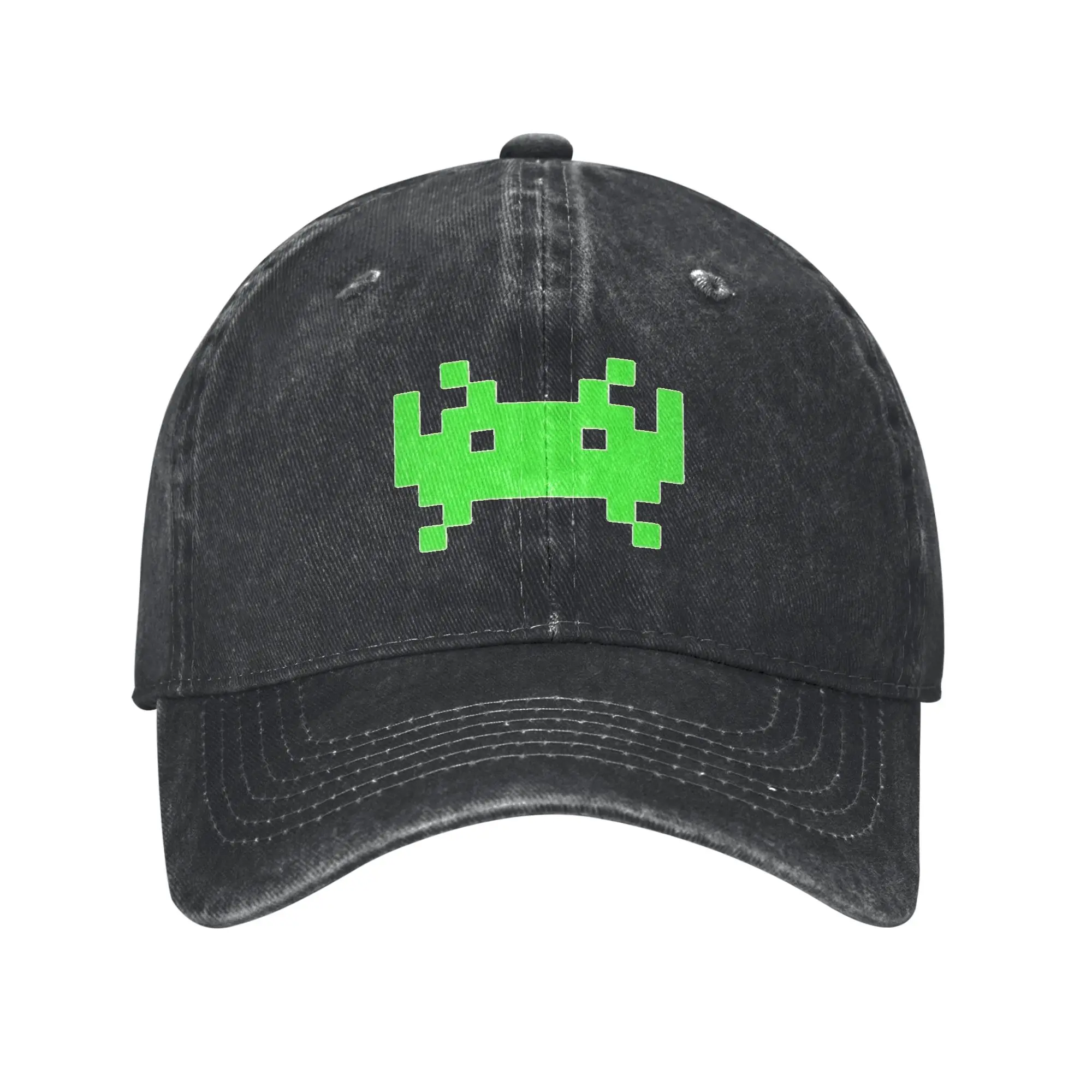 Space Invaders Baseball Caps Retro Distressed Cotton 8 Bit Snapback Hat Unisex Style All Seasons Travel Adjustable Hats Cap