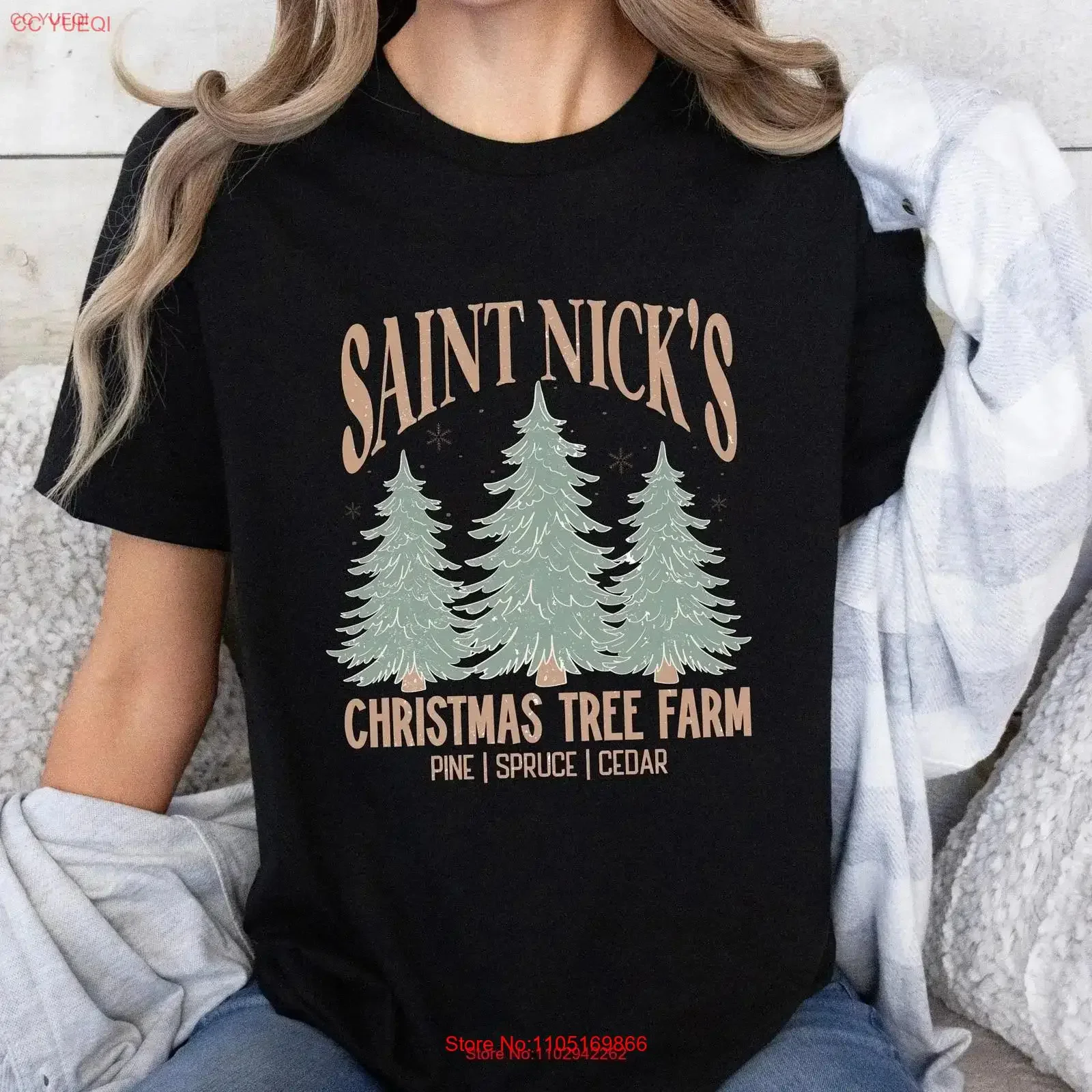 Saint Nick's Christmas T Shirt Tree Farm Xmas Trees Cute Funny vintage Washed fashion Unisex Versatile homme