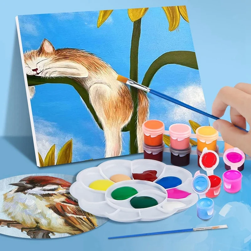 ที่เก็บสีอะคริลิกพร้อมแปรงทาสี240มล./2.8กรัมพร้อมฝาเก็บสีพลาสติกสำหรับห้องเรียนศิลปะในโรงเรียน