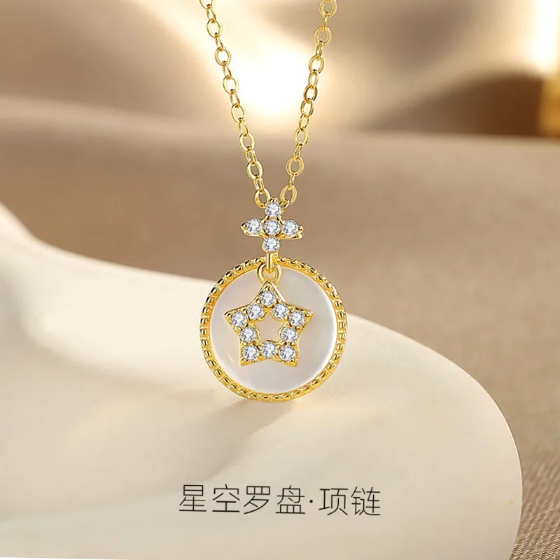 Bracelet Hand String S925 Silver Starry Sky Compasses Necklace Women's Korean Style Fresh And Full Diamond Zircon Five-Pointed