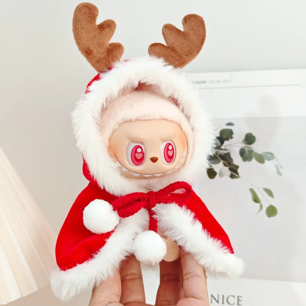 

Christmas Labubu Doll ClothesSweater Hat Set for Mini Idol V1 V2 V3, Warm Holiday Plush Toy Outfit, Santa Gift for Collectors
