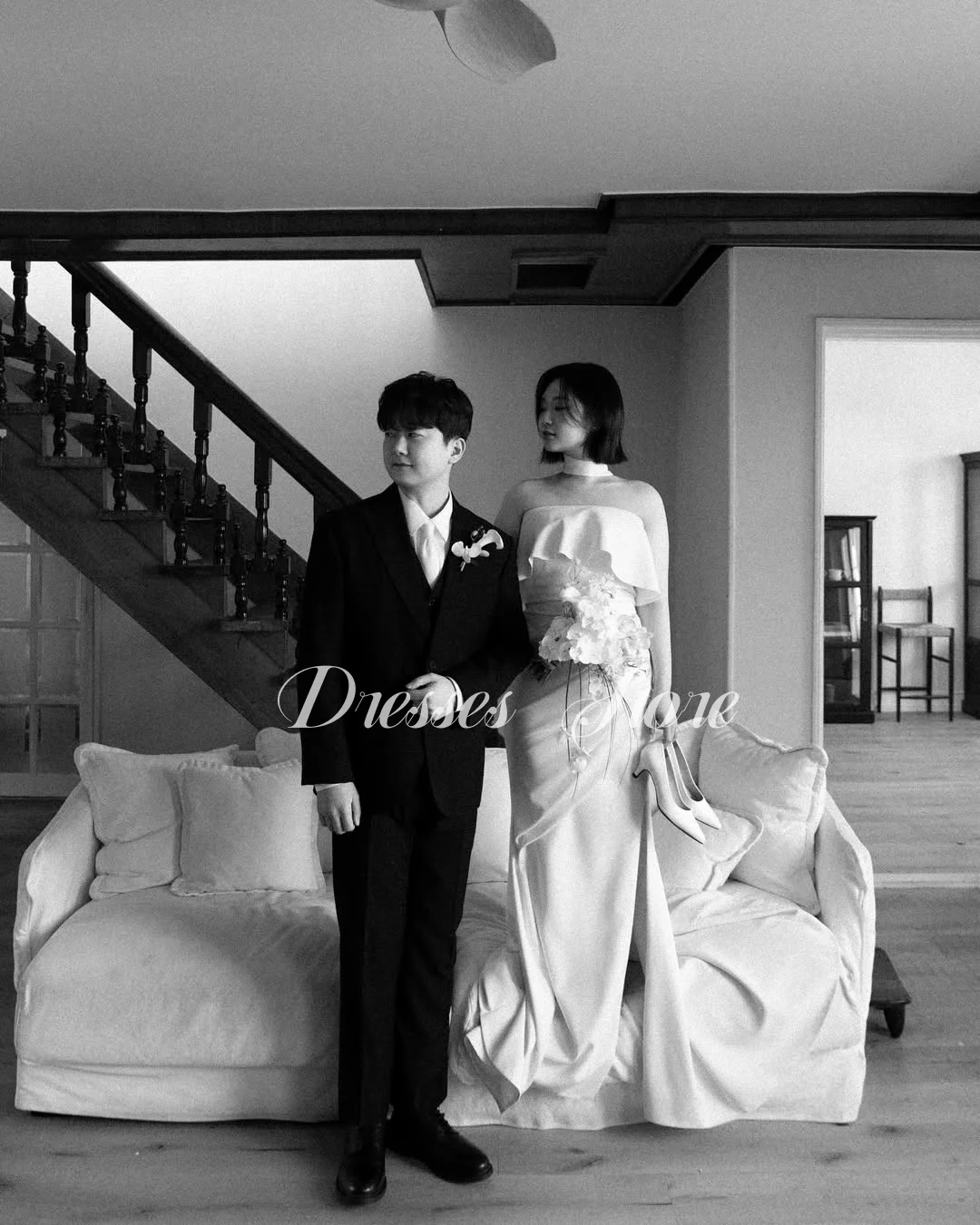 MD New 2025 Modern Pleat Satin Mermaid  웨딩드레스 Wedding Dress Strapless Korea Photoshoot Bridal Gown Court Train Customized