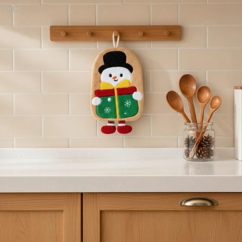 〔CC〕Water Absorption Christmas Hand Towels Coral Fleece Hanging Christmas Tree Handkerchiefs Cleaning Quick-drying〔88〕