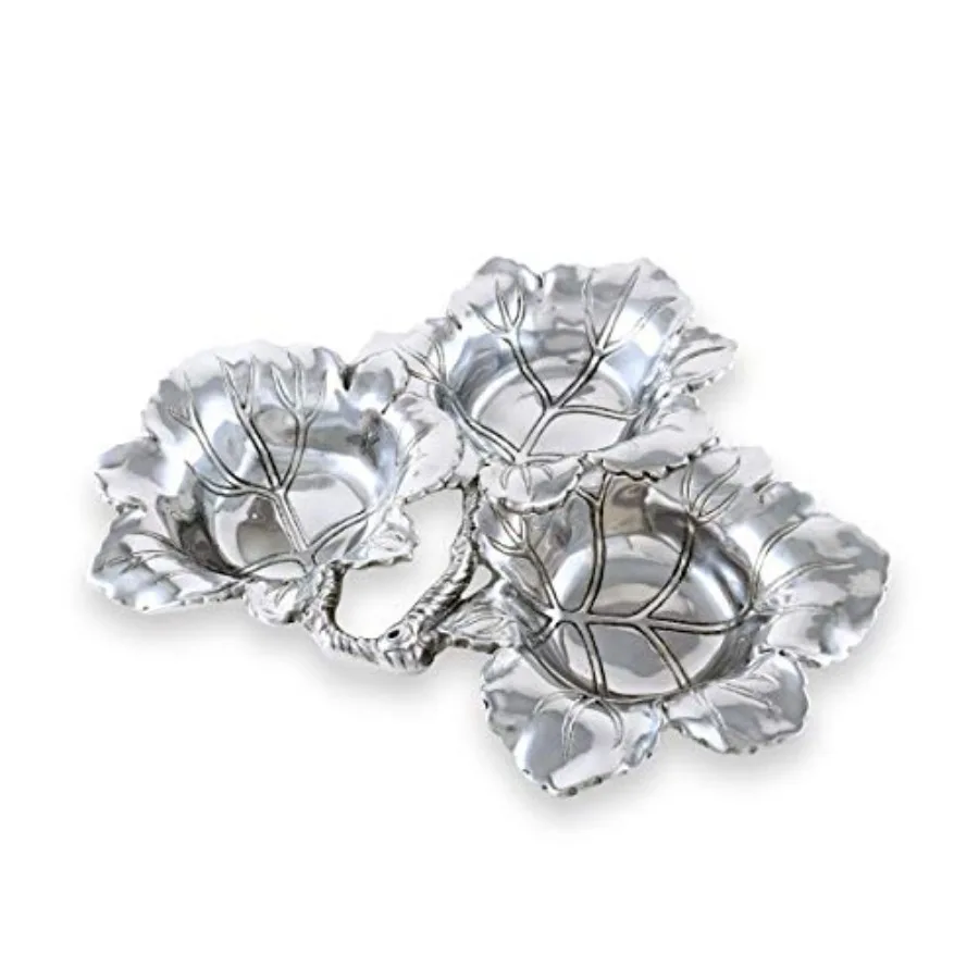 

Designs Aluminum Grape 3Bowls Dip Sauce Serving Bowl Tarnish Free 13 inch Long