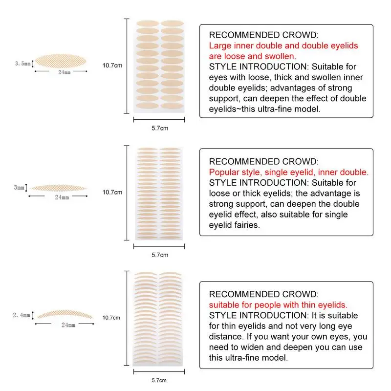   Adesivo per nastro per palpebre grande Adesivo per nastro per palpebre autoadesivo a doppia piega Adesivi per palpebre invisibili a doppia piega Strisce per palpebre