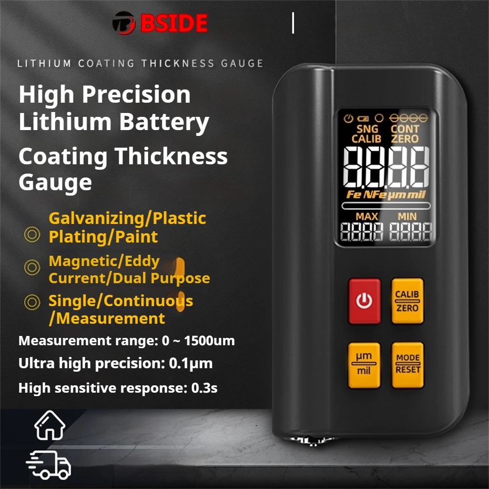 

BSIDE T2X ручной автомобильный толщиномер покрытия 0-1500 мкм Fe/NFe перезаряжаемый автомобильный тестер толщины пленки краски цветной экран