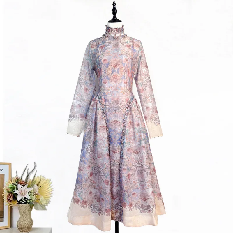 Jupe parapluie bouffante à motifs floraux bleus, mi-longue, perles, broderie lourde, tulle, patchwork, taille haute, rue, velours...