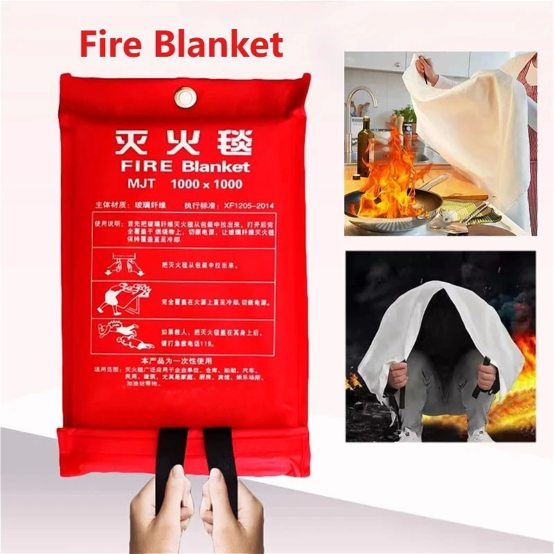 1/1.5M Fire Blanket Emergency Fire Blanket Fiberglass Flame Retardant Suppression Blanket for Home Kitchen Safety Survival Cover