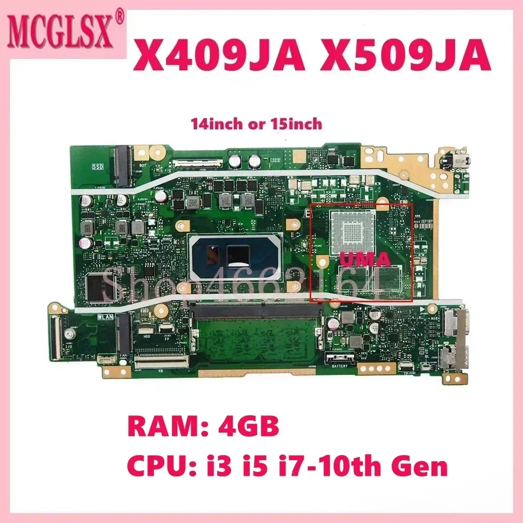 X409JA i3 i5 i7-10th Gen CPU 4GB-RAM Mainboard X409J X509J X509JP X409JP X509JB X409JB X409JA X509JA P1510CJA Laptop Motherboard