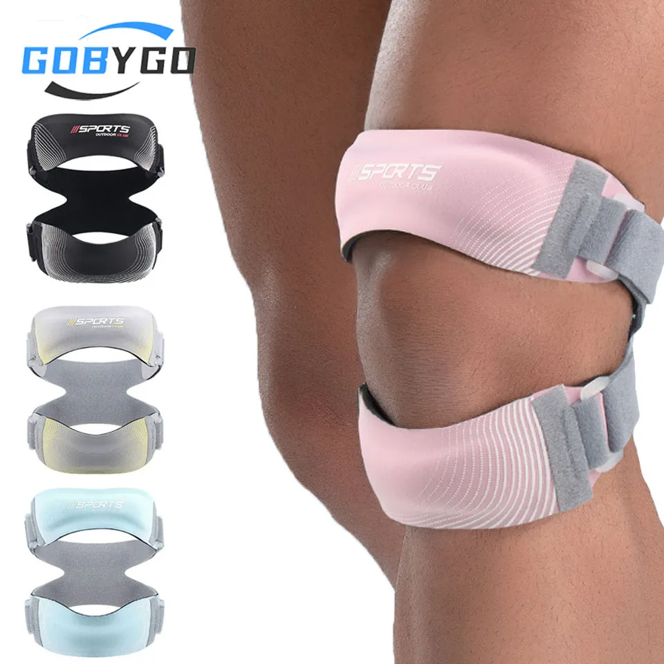 GOBYGO 1Pcs Sports Patella Strap Compression Knee Pads Stabilizing Patella Shock Absorption Adjustable Knee Sleeve Basketball