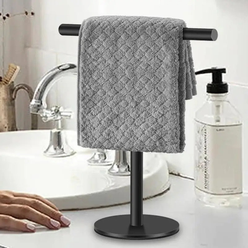 Countertop Hand Towel Stand Stainless Steel Towel Bar Hand Towel Holder Stand T Shape Towel Rack For Bathroom Kitchen