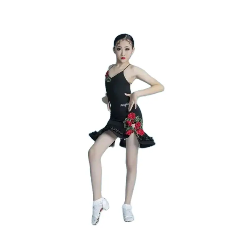 Justaucorps et jupe de danse latine pour enfants, justaucorps de danse cha cha tango, mode fille en ylène 303, 1 pièce par lot