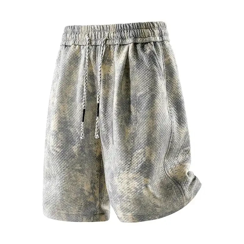 

2026 Summer New Style Men's Beach Shorts, Jacquard Tie Dye Design, Loose Fit, Slimming Effect, Casual, Breathable, Soft, Lightwe