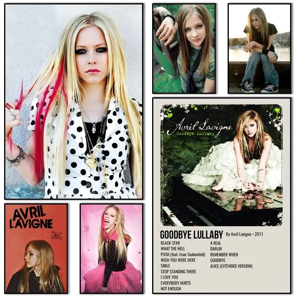 00s Em-Pop A-Avril Lavigne Poster Self-adhesive Art Waterproof Paper Sticker Coffee House Bar Room Wall Decor