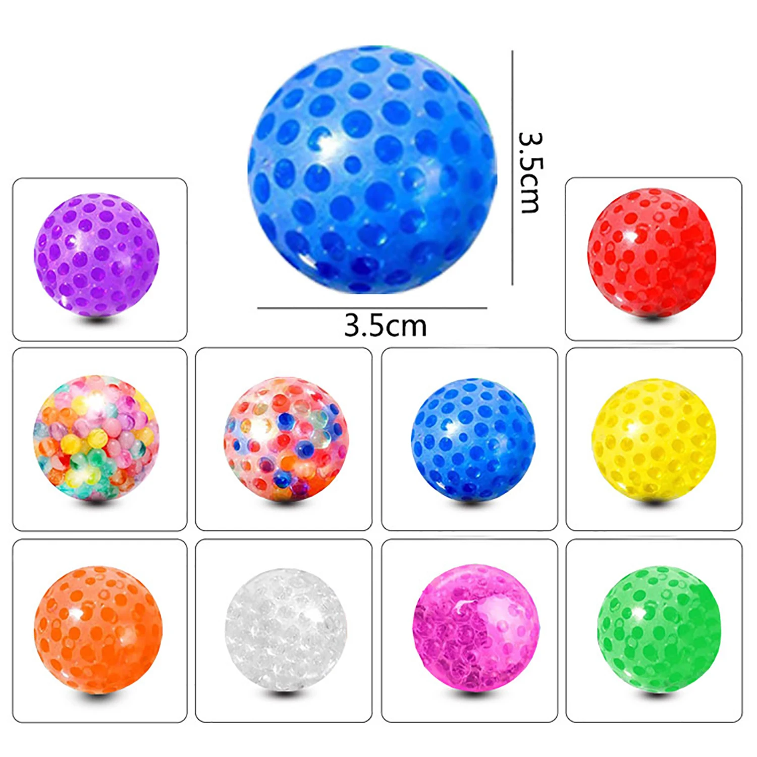 Sensory Stress Balls for Adults and Kids Fidget Squishy Toys 10-Pack,Sensory Toy for Kids with Autism,Stress Relief Ball 3.5cm