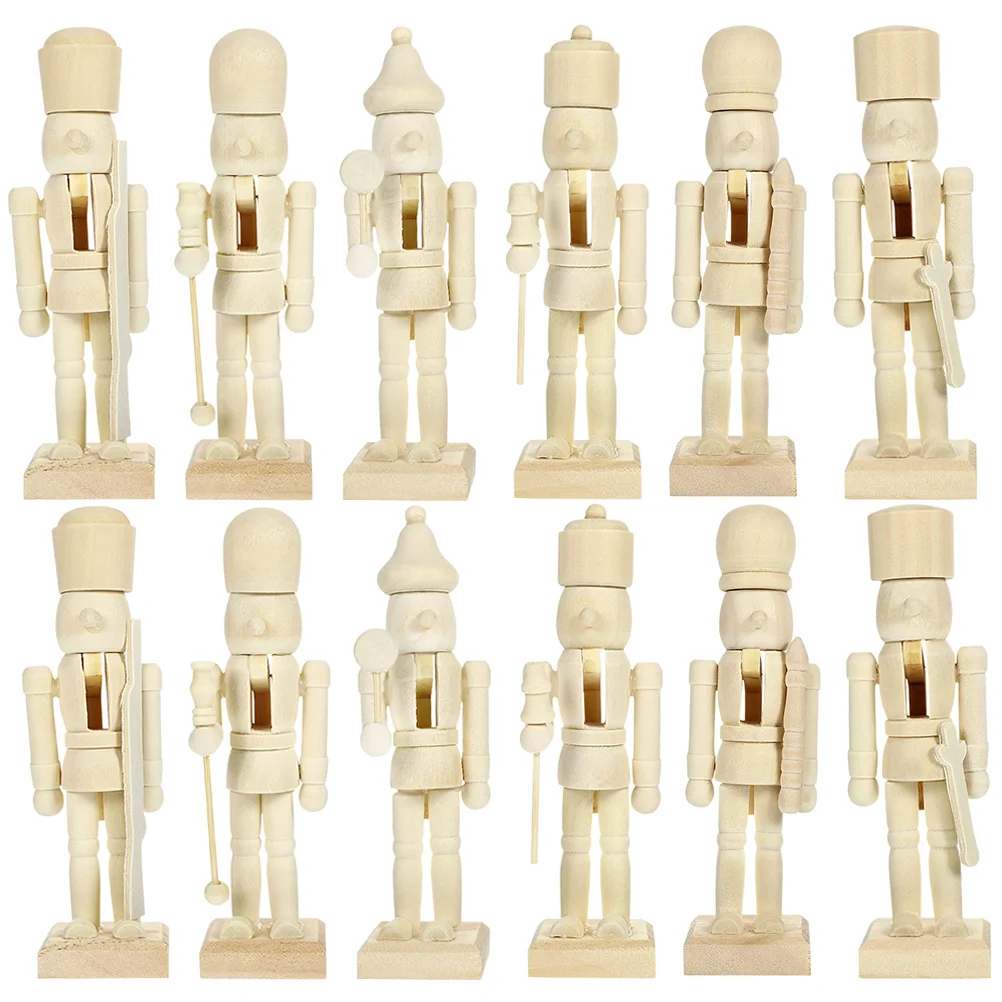 12 Pcs Nutcracker Christmas Puppet Birthday Piñatas Gifts Wooden Decorations Desktop