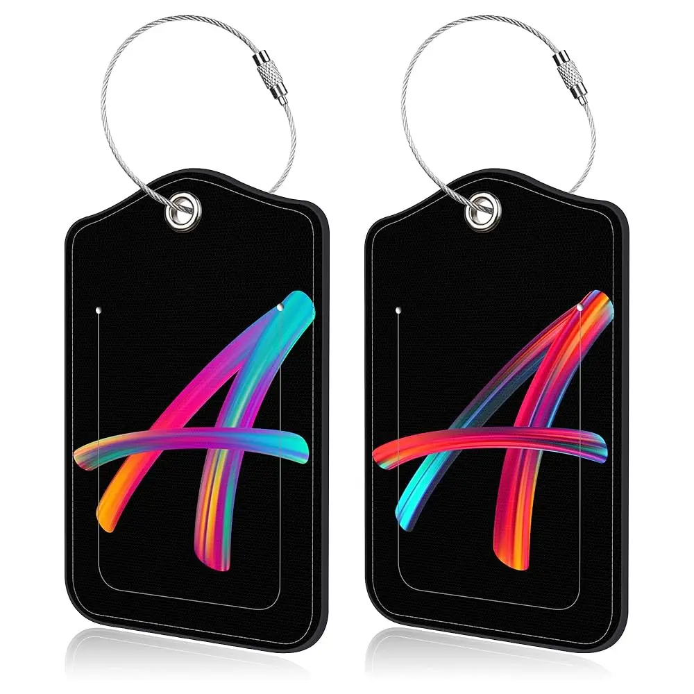 

Luggage Tags for Suitcase,2 Pack Neon Colorful Letters Luggage Tags,Leather Baggage Tags Identifiers with Privacy Name Addres