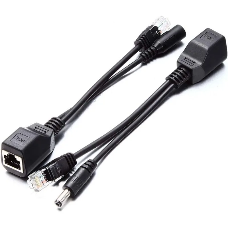 1 Pair Passive Power Over Ethernet Adapter Cable POE Cable POE Splitter RJ45 Injector Power Supply Module 12-48v for IP Camea