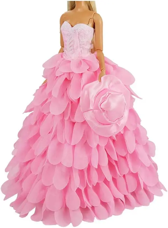 BARWA Princess Evening Party Clothes Wears Dress with Hat Outfit Set for 11.5 inch Doll