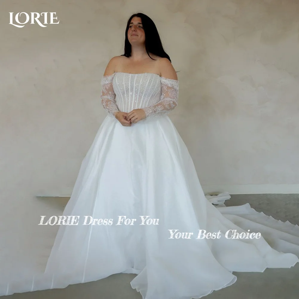 

LORIE Lace Wedding Dress Elegant Appliques 3d Flower Sweetheart Ruffle Shiny Princess Bridal Dress Sequins Customized Party Gown