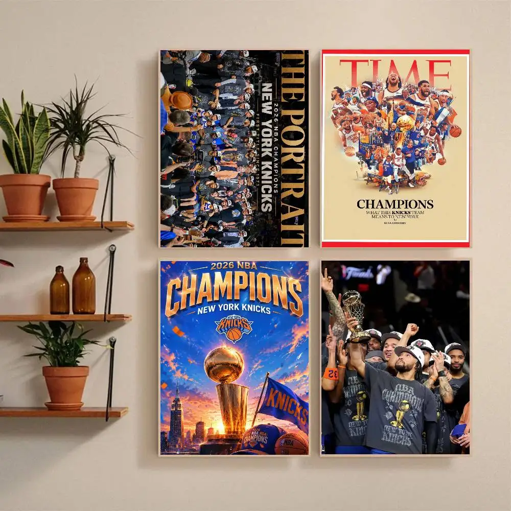 Champions N-New Y-York K-Knicks Poster Self-adhesive Art Waterproof Paper Sticker Coffee House Bar Room Wall Decor