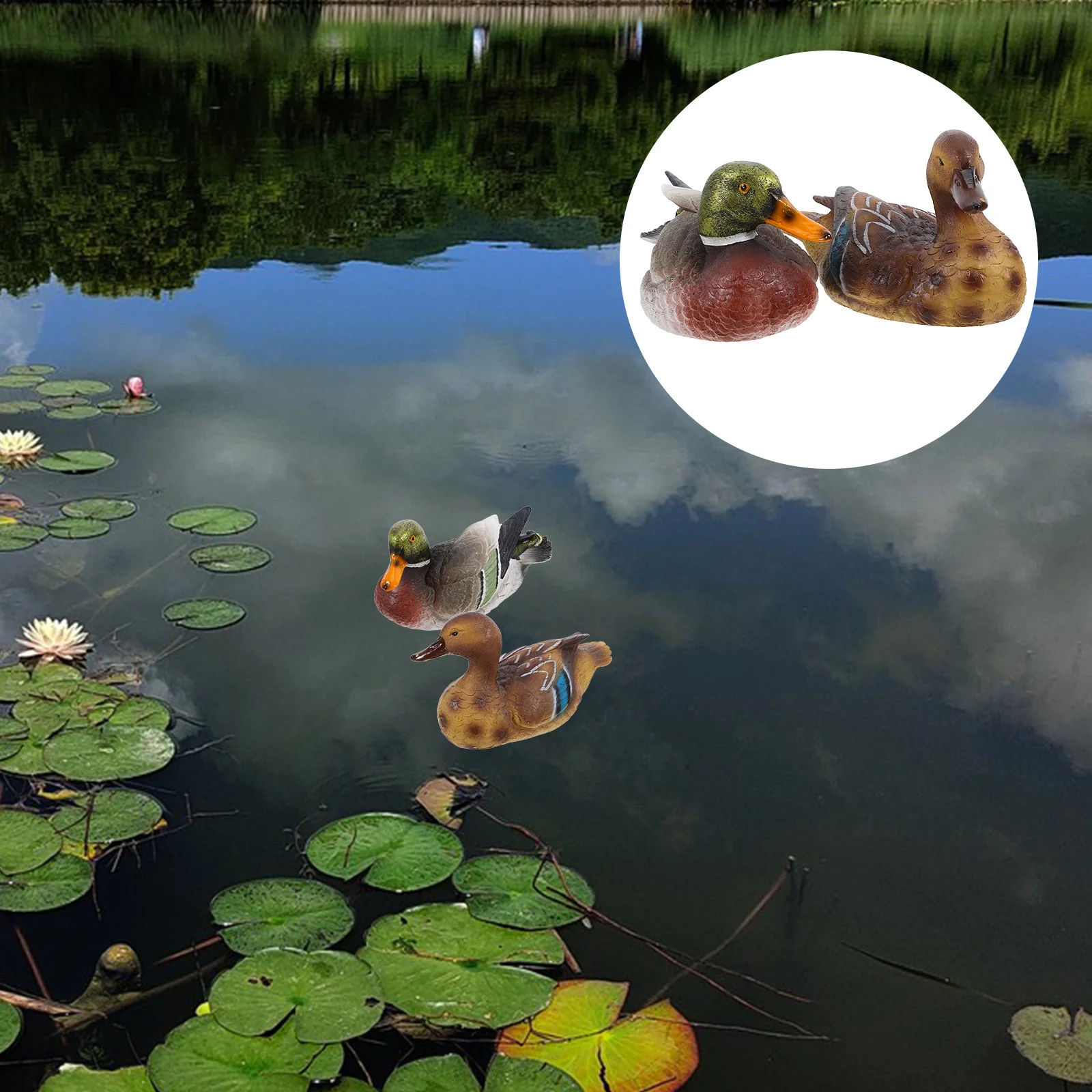 

2Pcs Duck Floating Decorations Realistic Resin Duck Statue Outdoor Pond Garden Yard Ornament Weatherproof