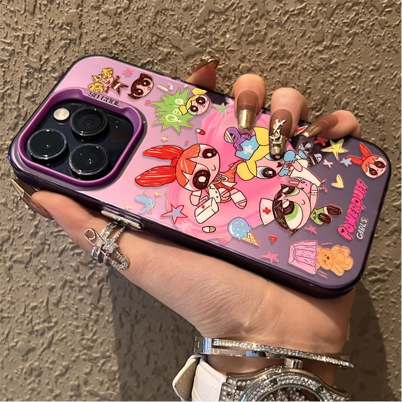 حافظة P-Powerpuff G-Girls غير لامعة لهاتف iPhone 15 16E 16 11 14 13 12 Pro Max XS X XR Plus 8 7 SE 2020 غطاء صلب مقاوم للصدمات #4