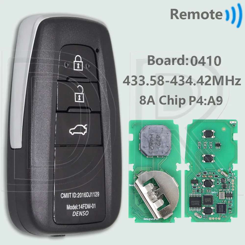 DR 8A Chip P4:A9 433.58-434.42MHz 61E206-0010 BR2EX Proximity Car Remote Control Key For Toyota CHR CH-R 2018+ image 3
