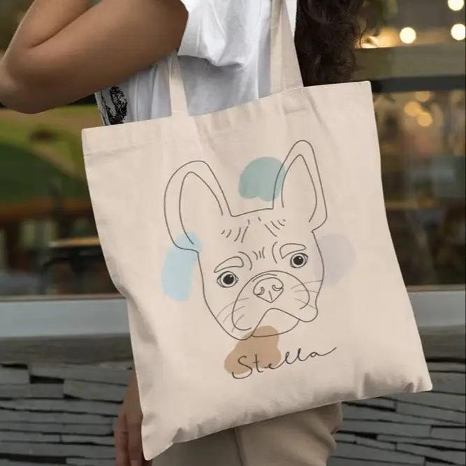 

Minimal Pet Canvas Tote Bag Custom Kitten Art Design Lightweight Portable For Pet Lovers Library Visit City Stroll Shopping Gift
