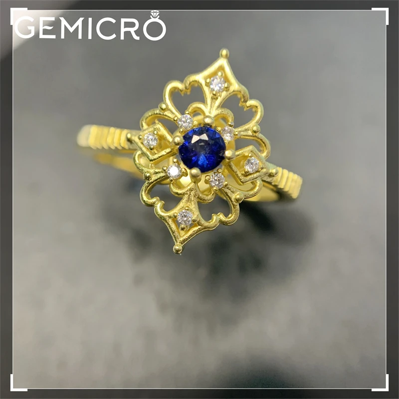 

Gemicro Hotsale Natural Sapphire Resizable Ring with Gemstone of 3X3mm and S925 Sterling Silver for Women Fine Jewelry Gift Wear