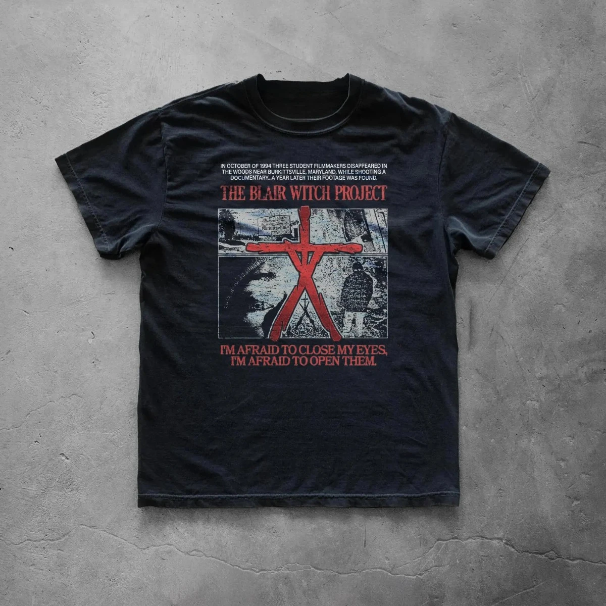 Witch Blair T-shirt | Retro Pseudo Documentary Horror Pattern T-shirt Printed T-shirt Women's Daily Casual Street Dressing