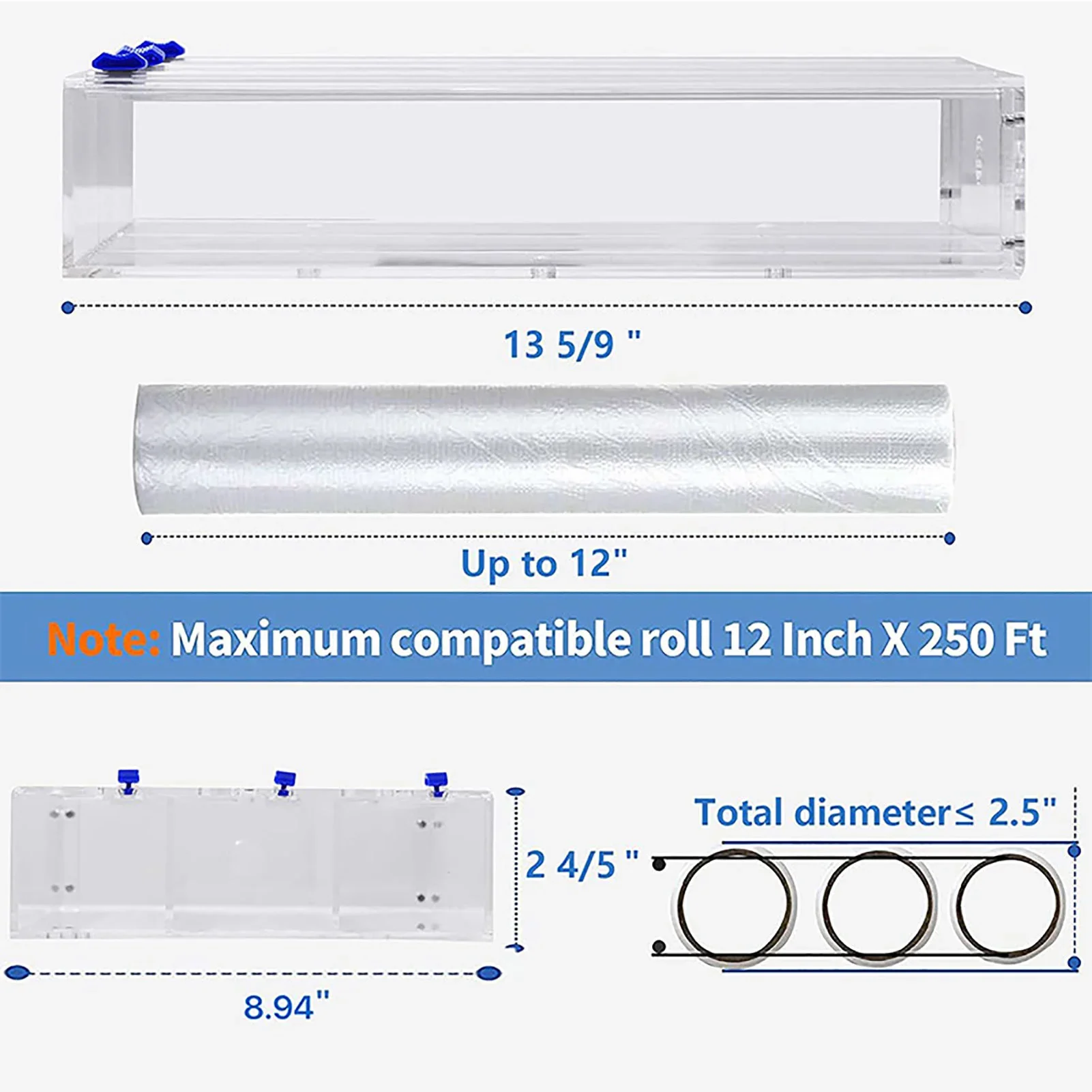 Hot 3 IN 1Acrylic  Wrap Dispenser with Cutter Food Wrap Cling Film Storage Organizer Acrylic Foil Organizer for Kitchen Drawer