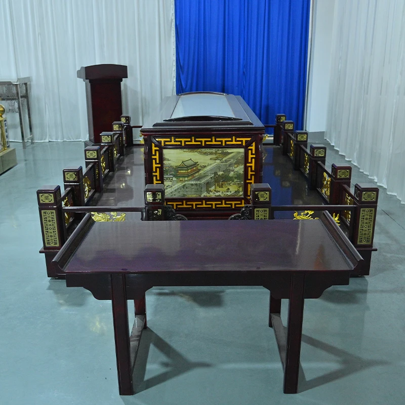 Customized Premium Hand Carved Solid Wood Memorial Platform Funeral Home Equipment  Condolence Solid Wood Memorial Platform