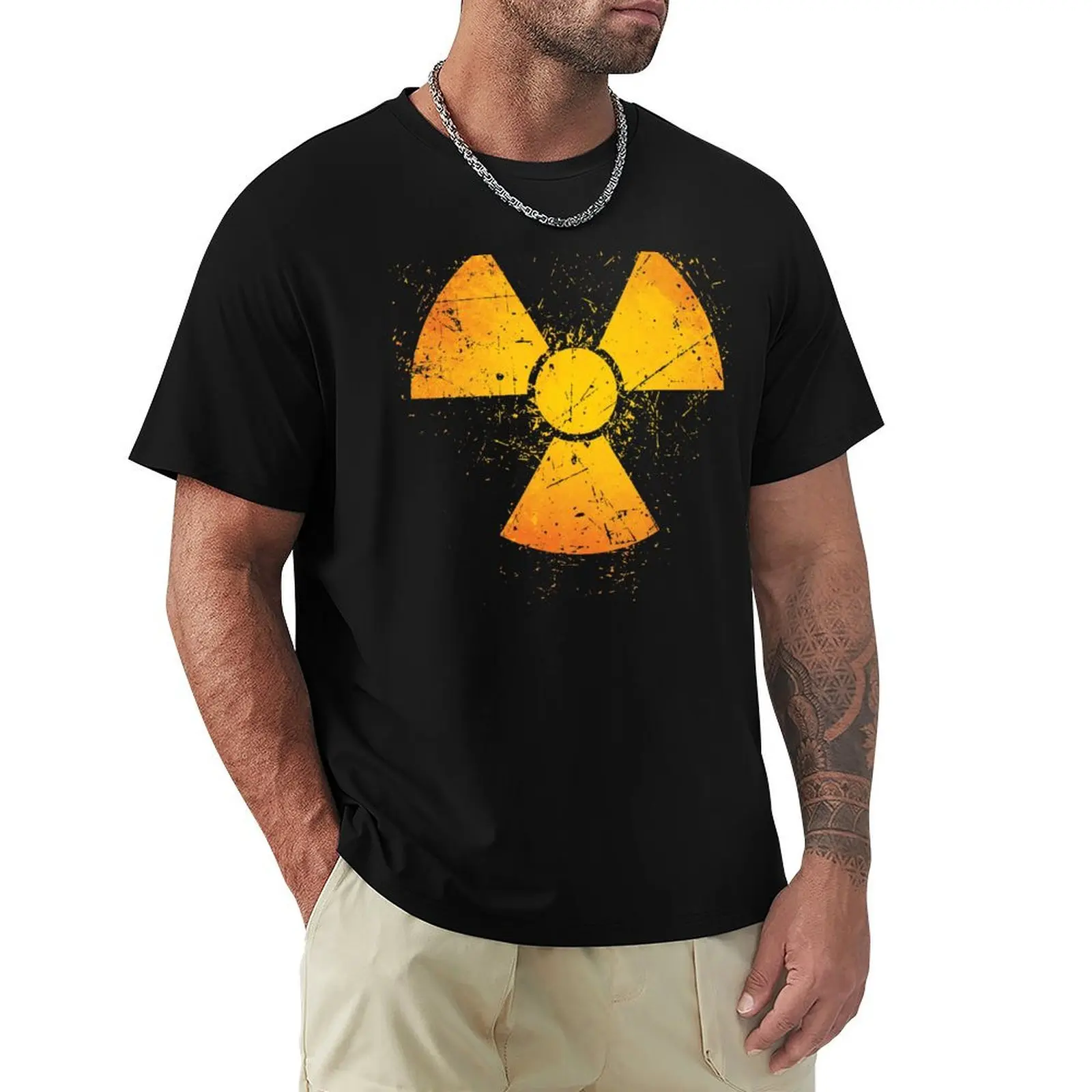 Radioactive Atomic Nuclear Symbol T-Shirt Simple Line Art Print Tee