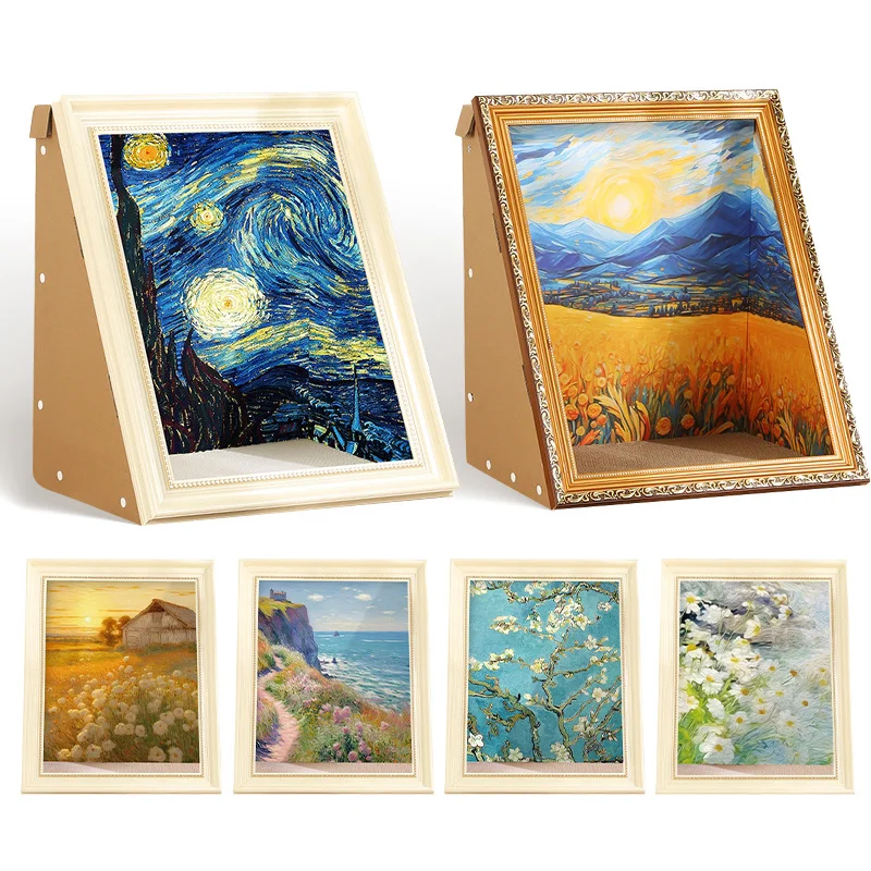 

Новая картина маслом, фоторамка, кошачья кровать, когтеточка для кошек, износостойкая игрушка для кошек, универсальная 3D-рамка, кошачье гнездо для всех сезонов