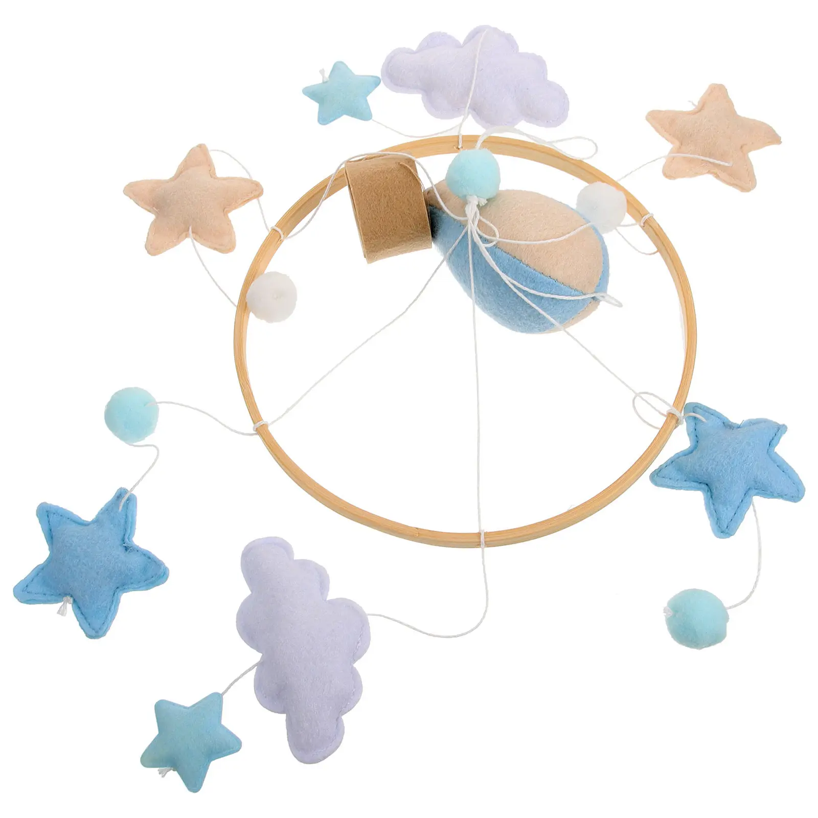 Wiegmobiel voor meisjes, ontwerp wolk en luchtballon, hangende decoratie, kinderkamer, babybed, hangende decoratie