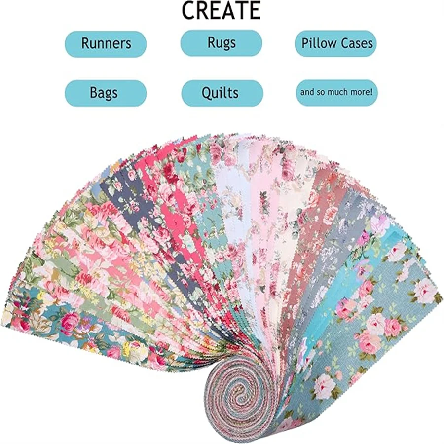 42pcs Fabrics for DIY Quilting, Sewing, Home Decoration, and Wallet Making, Vintage Floral Designs