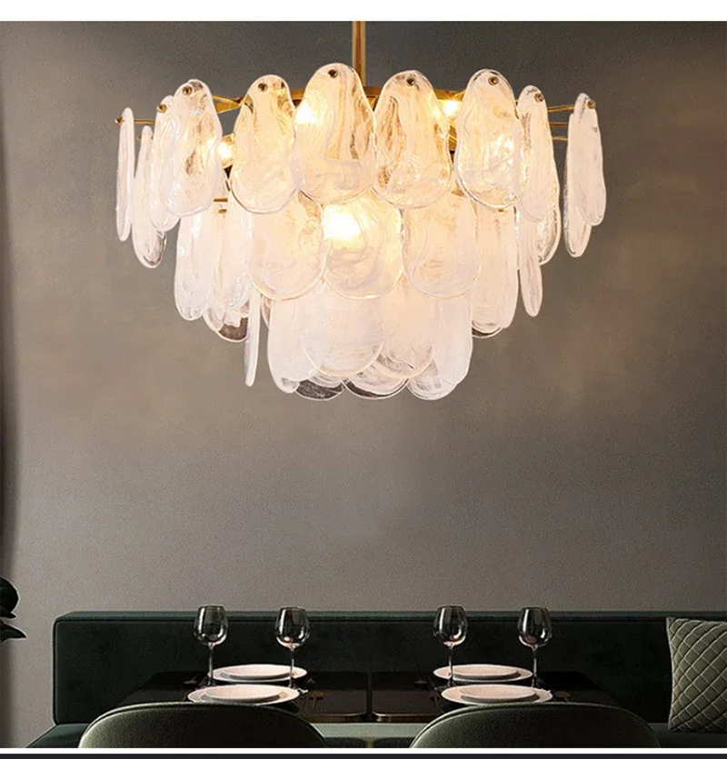 Kronleuchter aus Milchglas, französischer großer abgestufter Kronleuchter, luxuriöse Salondekoration, Wohnzimmer, Schlafzimmer, hängende Esszimmerleuchten – Detail 13