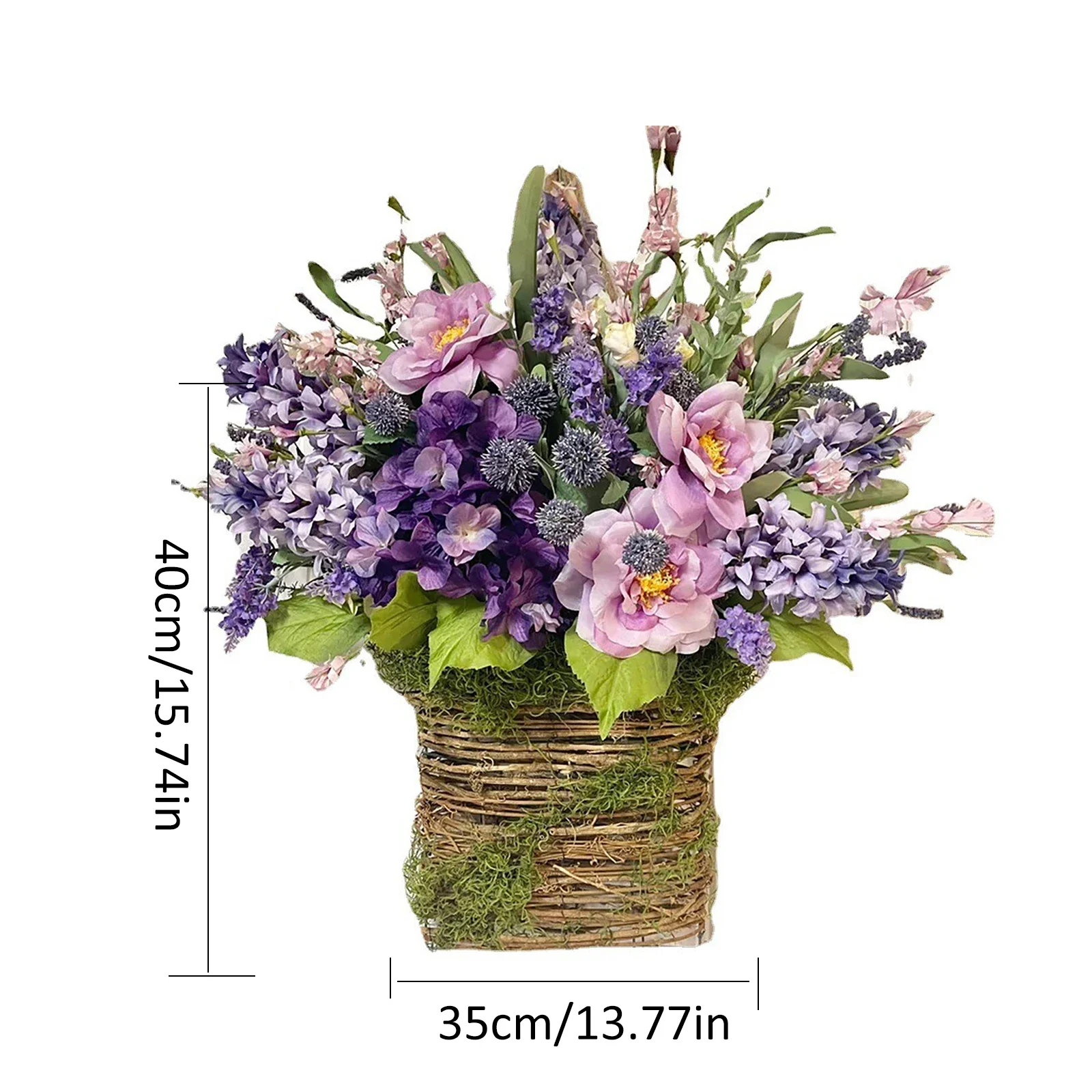 Lavender Wreaths for Front Door Decor Spring Wreath Farmhouse Door Hanging Artificial Lavender Flower Baskets Spring Garland