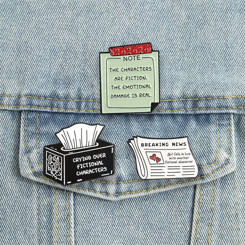 Book Lover Enamel Pins Falls In Love With Fictional Character Brooches Lapel Badges Bookish Reader Jewelry Gift