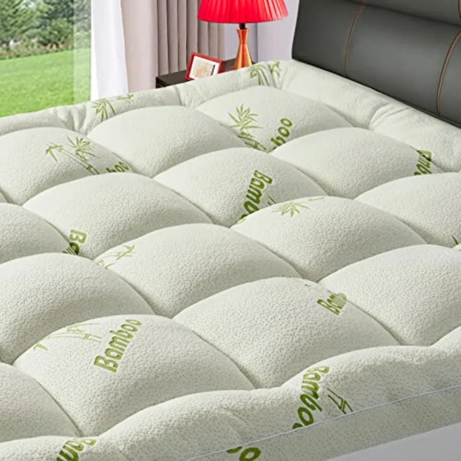 

Premium Viscose Made from Bamboo Size Mattress Topper for Back Pain, 1200 GSM Quilted Fitted Extra Thick Mattress Pad, Pillow T