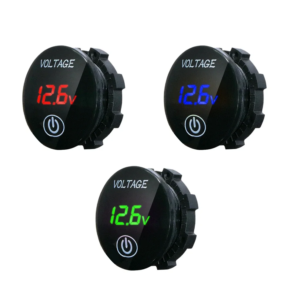 DC12V-24V LED touch screen power switch battery tester, digital voltmeter, waterproof voltage strap