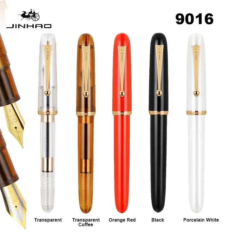 

Jinhao 9016 перьевая ручка, акриловые прозрачные цветные роскошные ручки EF/F/M дополнительный тонкий наконечник письменные принадлежности для офиса и школы, канцелярские принадлежности