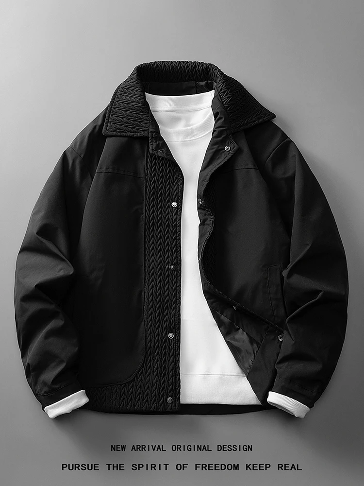 

Sli Workwear Jaet Men's Spring Autumn High Collar Casual Versatile Top Windproof Long Sve Single Button Closure Soli...