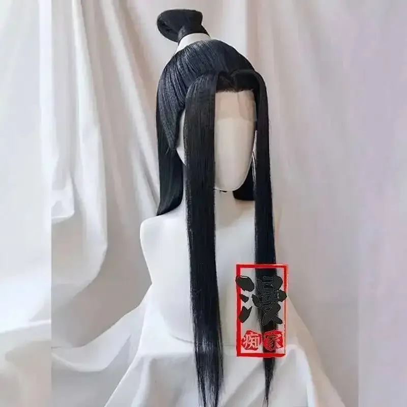 Lan Wangji على غرار شعر مستعار غراندماستر من زراعة الشيطاني MDZS وي Wuxian أسود طويل ذيل حصان تصفيفة الشعر مخصص الباروكات الدعائم